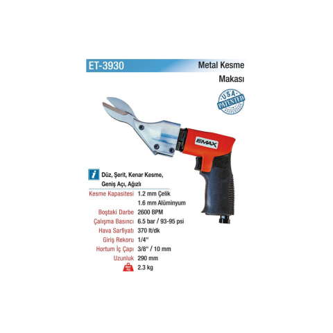 Emax ET-3930 Havalı Metal Kesme Makası