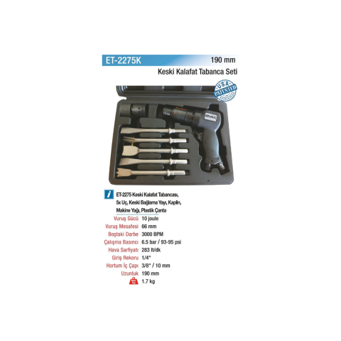 Emax ET-2275K 190 mm Havalı Keski Kalafat Tabanca Seti