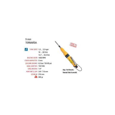 Yama AT-4050 1500 RPM Düz Tip Havalı Tornavida 5 mm