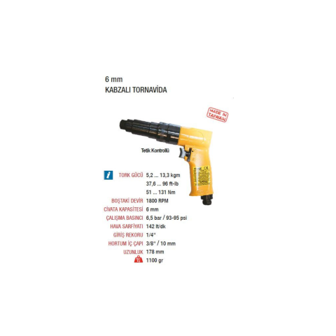 Yama AT-4080 1800 RPM Kabzalı Tip Havalı Tornavida 6 mm