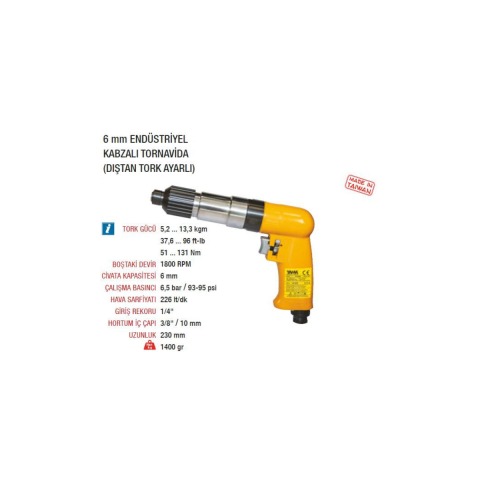 Yama AT-4088 Endüstriyel Havalı Tornavida 6mm Tork Ayarlı