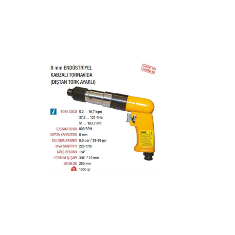 Yama AT-4089 Havalı Tornavida Tabancası 6mm Kabzalı Tip 800 Devir