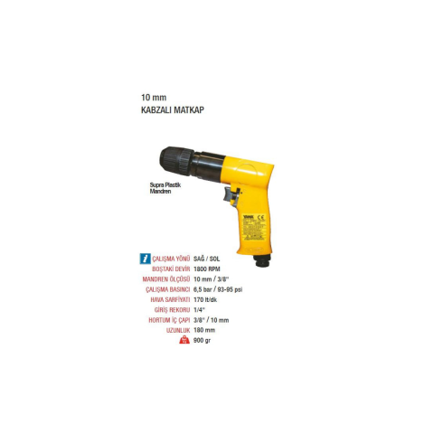 Yama AT-4031C Kabzalı Havalı Matkap 10 mm Sağ Sol