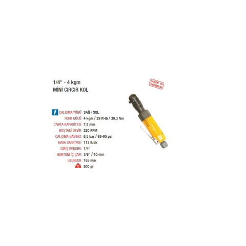 Yama AT-5055 Havalı Mini Cırcır Kolu 1/4 - 4 kgm
