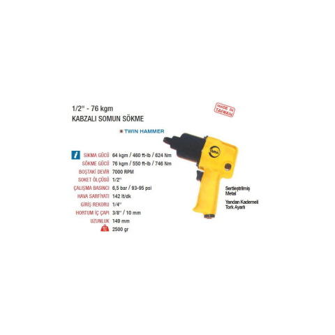 Yama AT-5044B (1/2) Havalı Somun Sökme Sıkma Makinesi 76 kgm
