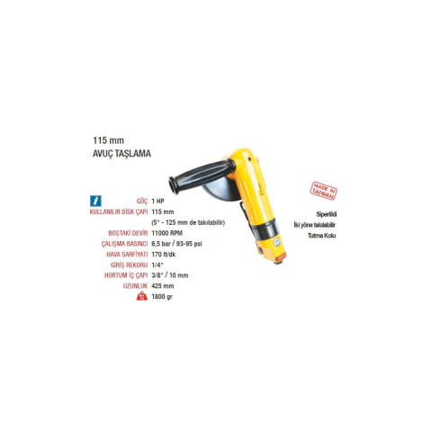 Yama AT-7037 Havalı Avuç Taşlama Makinesi 115mm