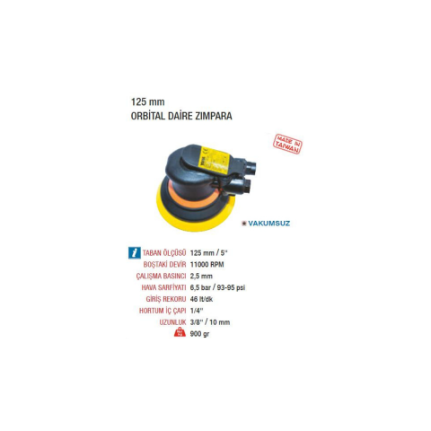 Yama AT-7060 Havalı Orbital Daire Zımpara Makinesi 125mm