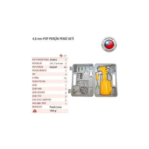 Yama AT-6015K (4.8mm) Havalı Pop Perçin Pensi Makinesi Tabanca Seti