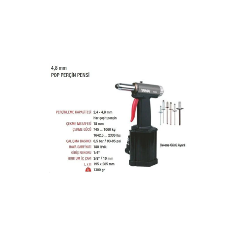 Yama Z5000 Havalı Pop Perçin Makinası 2.4 - 4.8 mm