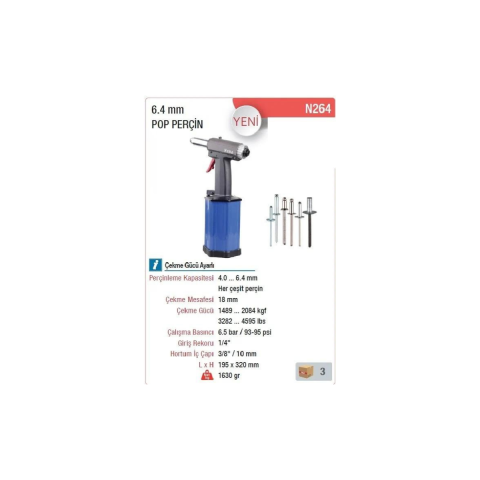 Yama N264V Havalı 6.4mm Vakumlu Pop Perçin Makinesi Tabancası