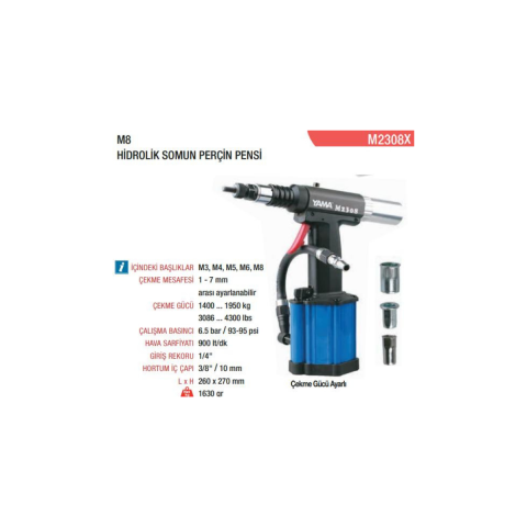 Yama M2308X M8 Havalı Somun Perçin Pensi Tabancası Makinesi