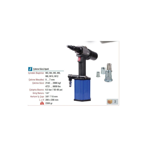 Yama TPM12X Havalı M12 Somun Perçin Makinesi Tabancası